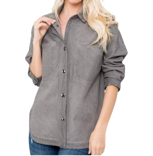 Zia Apparel - Mineral Washed Denim Shacket - Plus