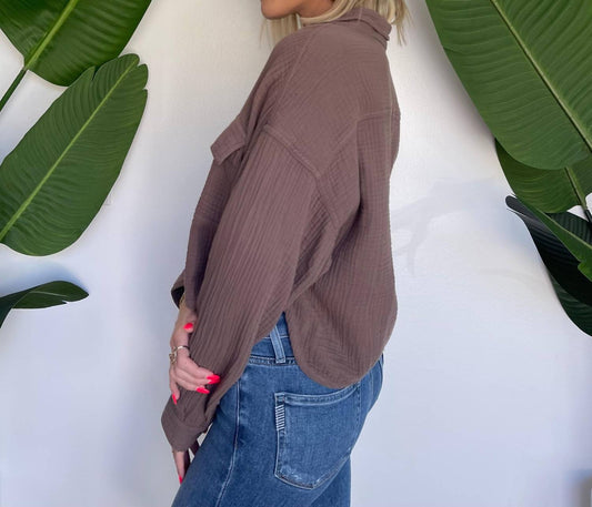 CROPPED BUTTON UP SHIRT