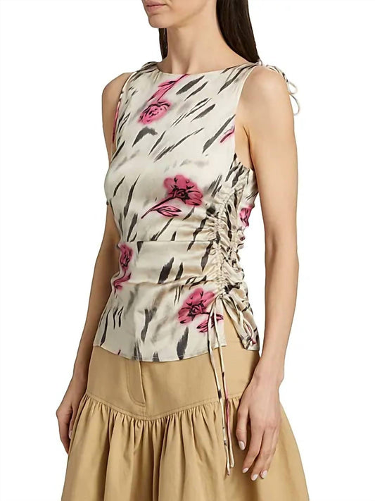 Ganni - Satin Gathered Top