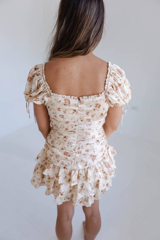 Storia - Floral Runched Bodycon Mini Dress