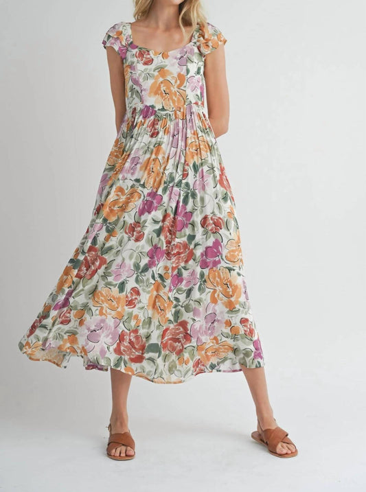 Sadie & Sage - Treasures Ruffle Sleeve Midi Dress