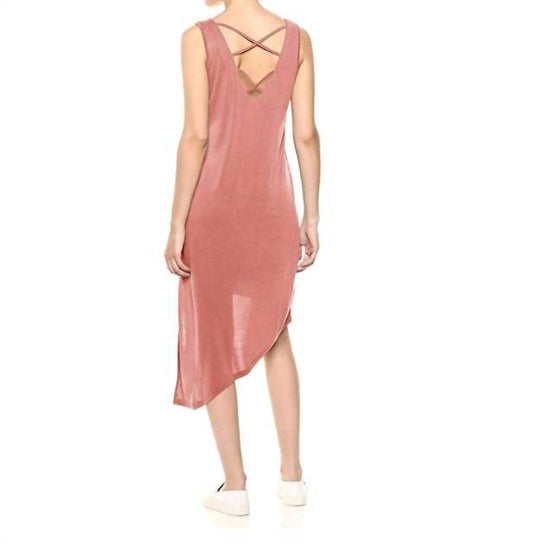 Splendid - Asymmetrical Terracotta Cross Back Midi Dress