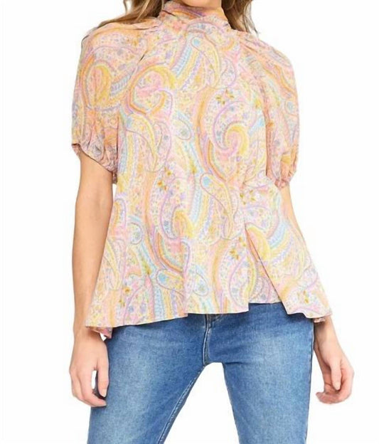 Entro - Jada High Neckline Paisley Top