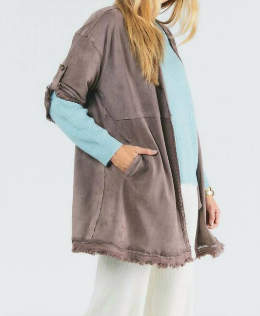 Davi & Dani - Suede Fringed Cardigan