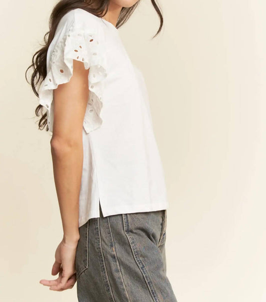Davi & Dani - Eyelet Sleeve Top