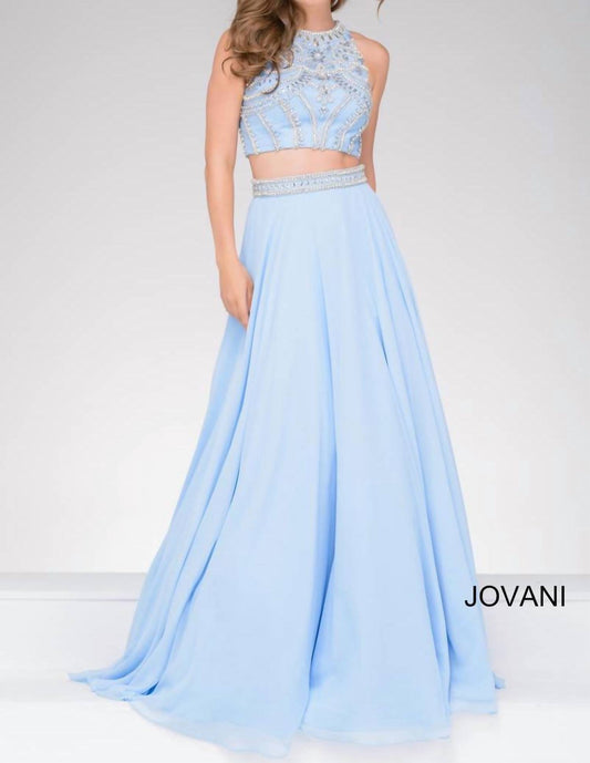 Jovani - Two-piece Chiffon Embellished Prom Dress