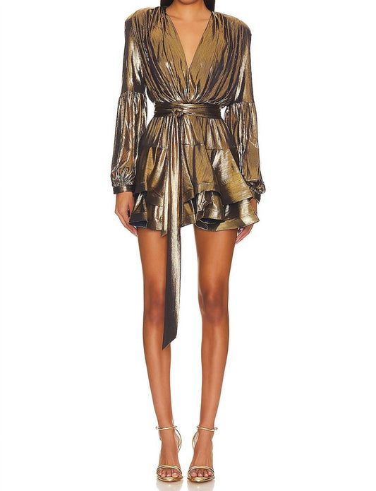 Bronx And Banco - Bedouin Metallic Mini Long Sleeve Dress