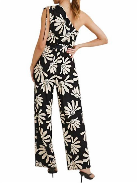Gilli - Floral One Shoulder Tie Strap Wide Leg Jumpsuit