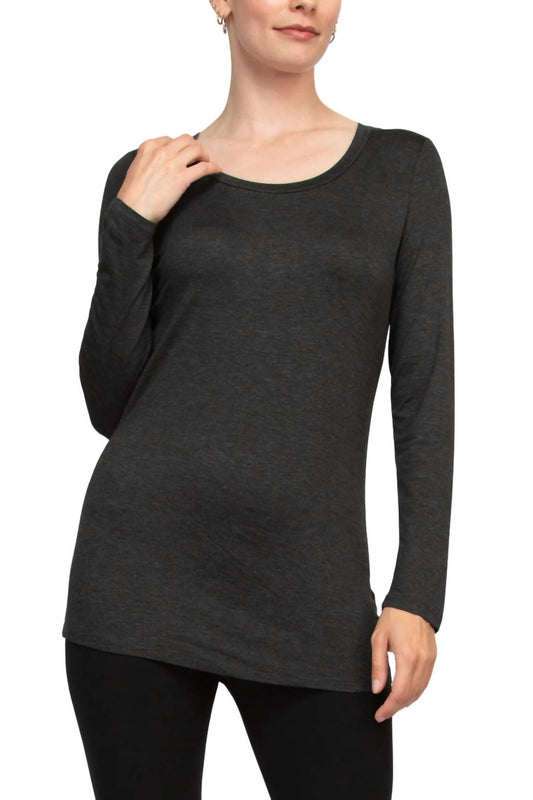 Cupio - Scoop Neck Long Sleeve Solid Jersey Top