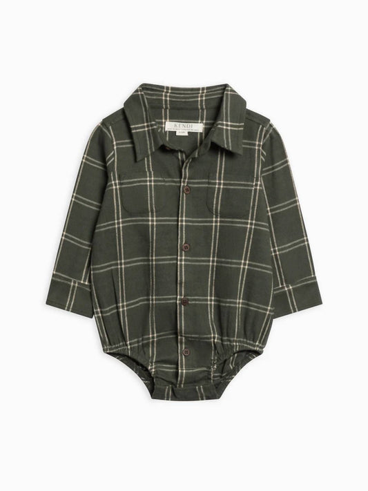 Kendi - Kids Giri Flannel Collared Bodysuit