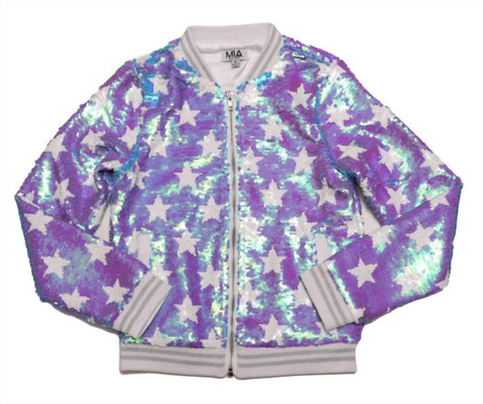 Mia - Girl's Reversible Sequin Star Bomber Jacket