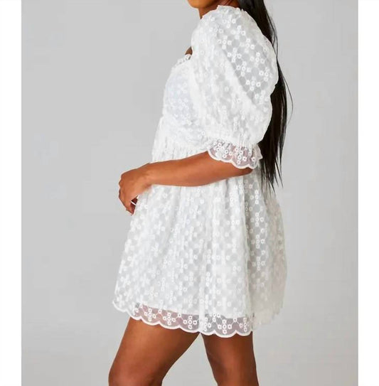 Buddylove - Floral Eyelet Babydoll Mini Dress