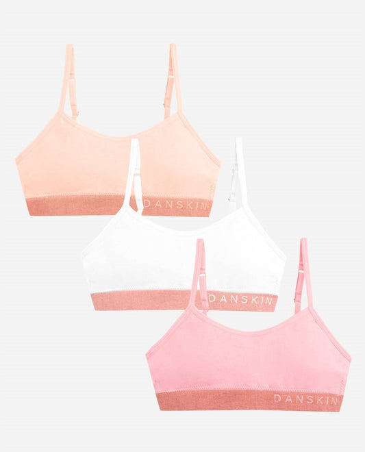 Danskin - Girls 3-pack Seamless Bra With Lurex Logo Band