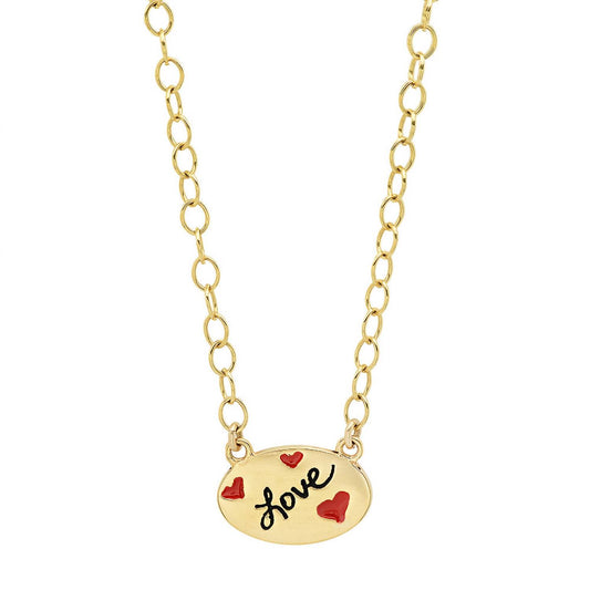 Jessica Elliot - Women's Enamel Oval Necklace - Love
