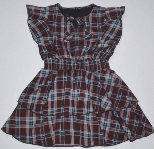 Girl's Plaid Chiffon Dress