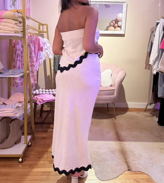 Sadie & Sage - Go With The Flow Wavy Trim Midi Skirt