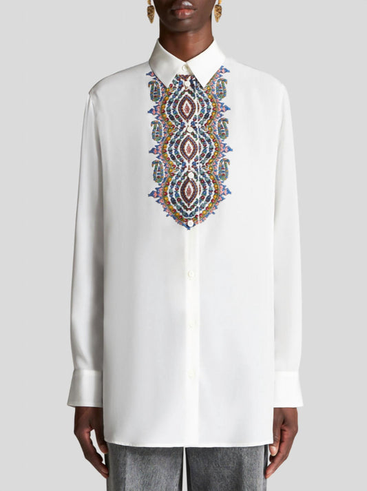 Etro - EMBROIDERED CRÊPE DE CHINE SHIRT