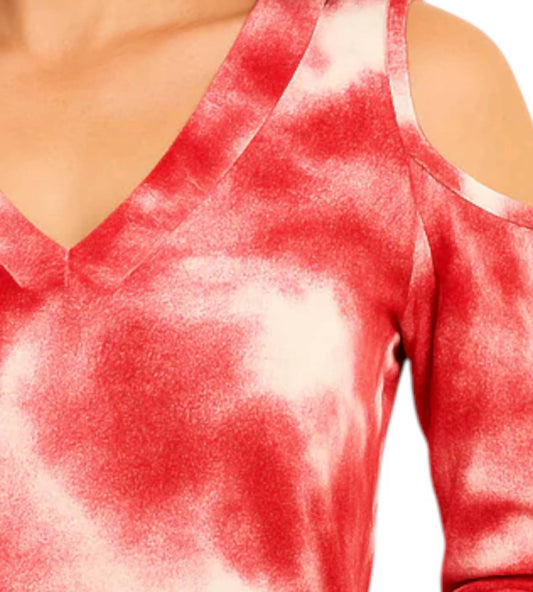 French Kyss - Soft Stretch Tie Dye V Neck Top