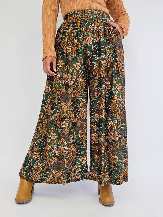 Umgee - Floral Print Wide Leg Palazzo Pants