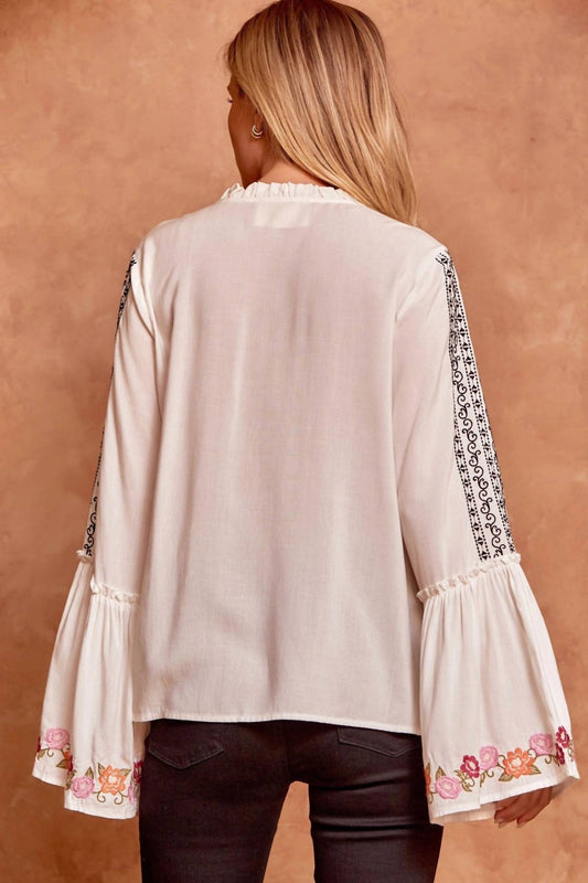 Andree By Unit - Floral Embroidered Blouse