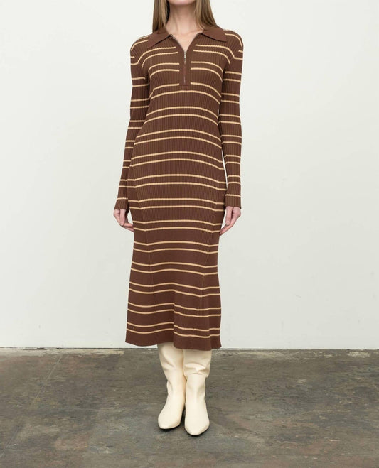 Moon River - Stripe Zip Up Midi Dress