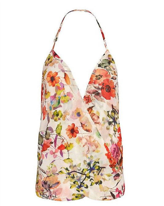 Women Flower Floral Halter Strap Tank Top