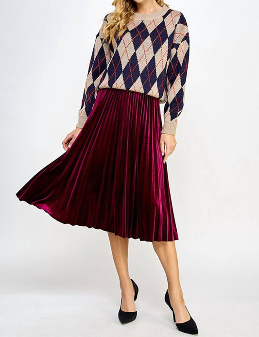 See And Be Seen - Velvet Pleats Midi Skirt