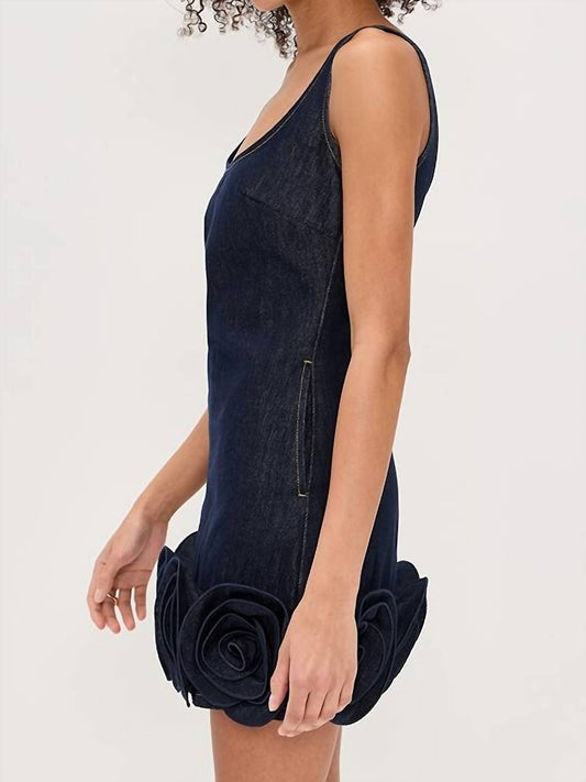 Self-Portrait - Denim 3d Flower Mini Dress