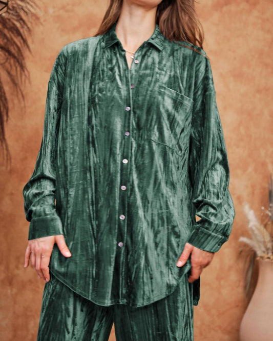 Davi & Dani - Amy Button Down Velvet Top