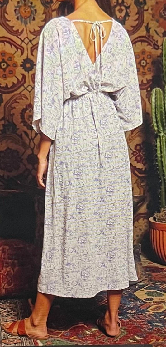 Bucketlist - Ivory/Blue Kimono Dress