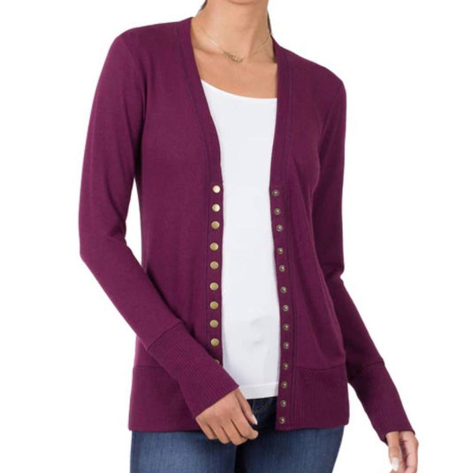 Zenana - Snap Full Sleeve Cardigan