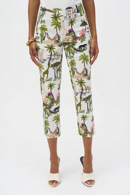 Joseph Ribkoff - Printed Pull On Straight Cropped Pants