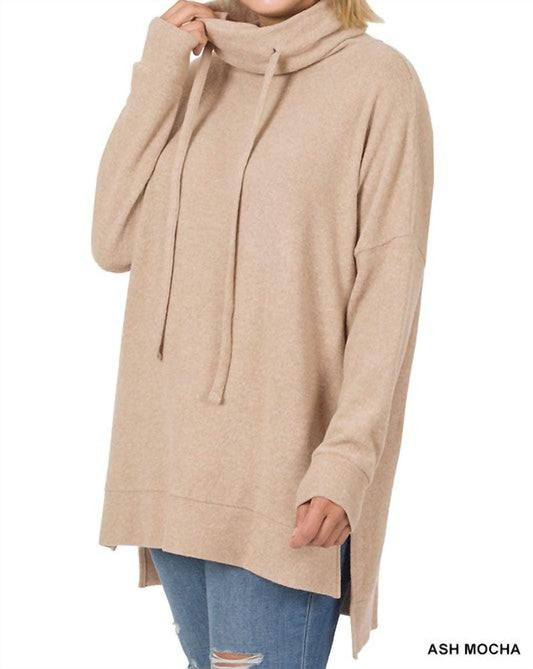 Zenana - Brushed Melange Funnel Neck Sweater