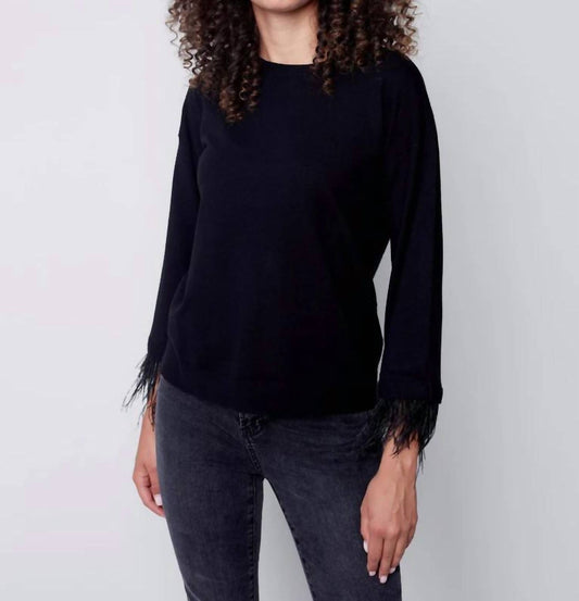 Charlie B - Feather Trim Sweater