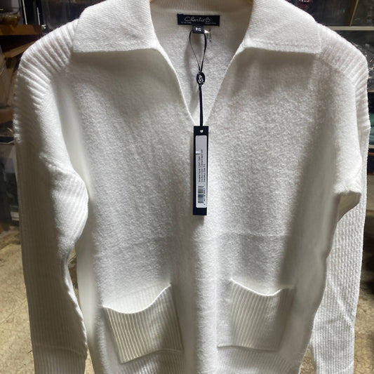 Charlie B - Collared Long Sleeves Front Pocket Sweater