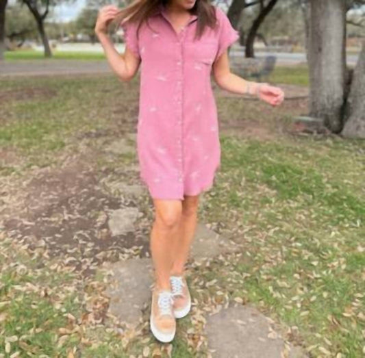 Umgee - Embroidered Linen Shirt Dress