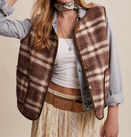 Listicle - Reversible Plaid Sherpa Vest