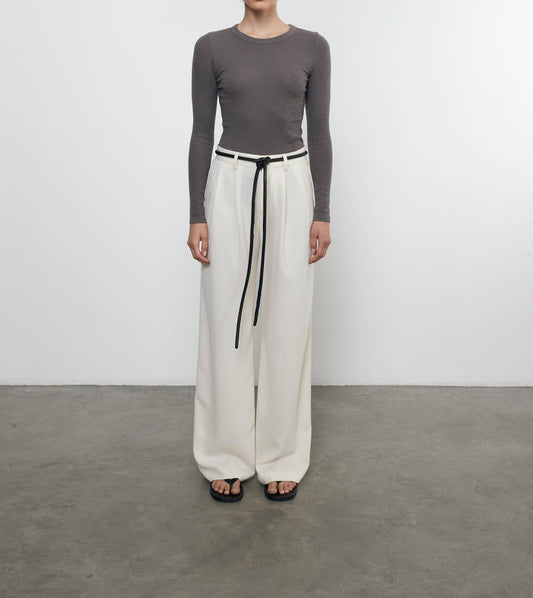 Enza Costa - TEXTURED RIB LONG SLEEVES CREWNECK TOP