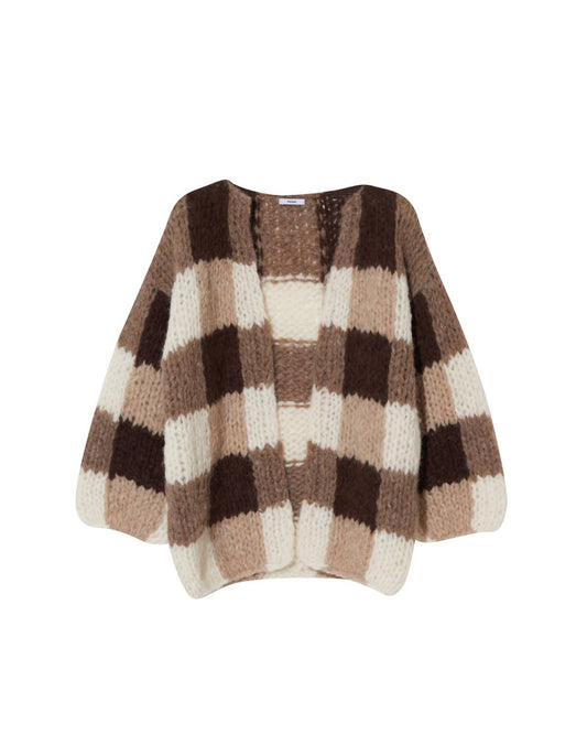 Maiami - Fleecy Alpaca Checkered Cardigan