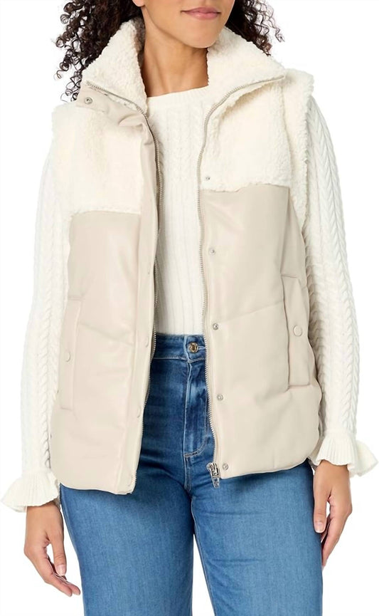 Blanknyc - Women's Vegan Leather Quilted Sherpa Vest