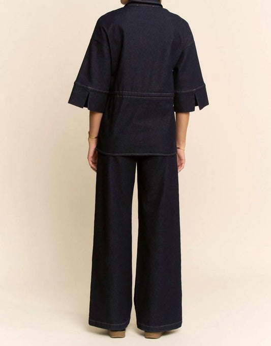 Davi & Dani - Denim Shirt Relaxed Pant Set