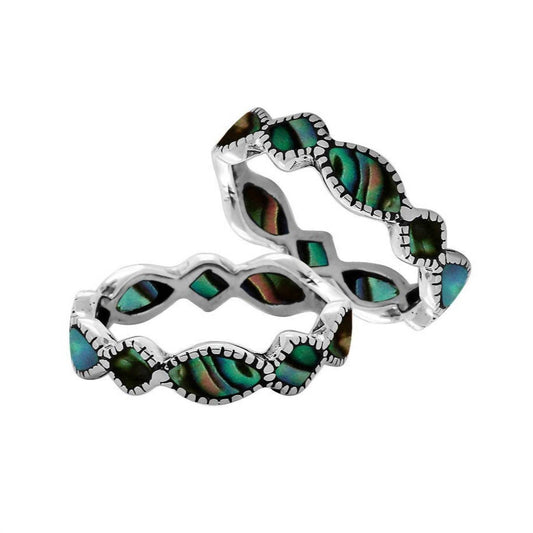 Bali - Women's Geometric Inlaid Band Abalone Shell Ring