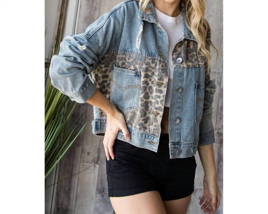 Veveret - Leopard Denim Jacket - Plus