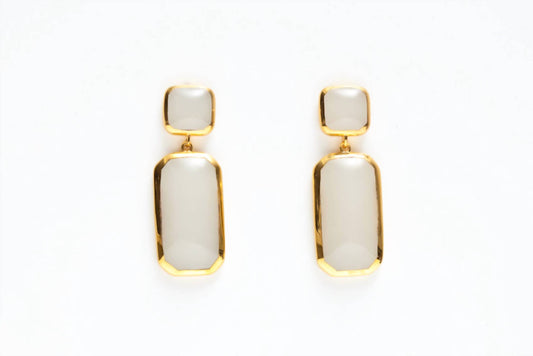 Avenue Chic - Women's Geometric Double Drop Flat Earrings