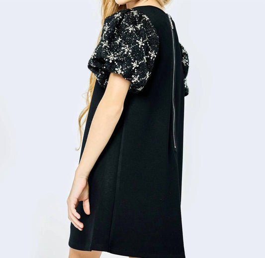 Hannah Banana - Girl's Beaded Bubble Sleeve Shift Dress