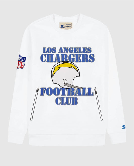 Starter - Men's Los Angeles Chargers Crew Neck Sweatshirt With Zip Pockets