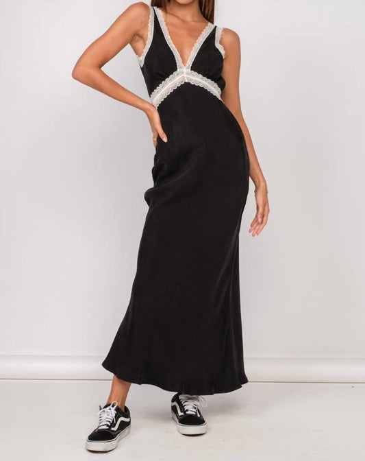 Sky To Moon - Lace On Plunging V-neck Slip Dress