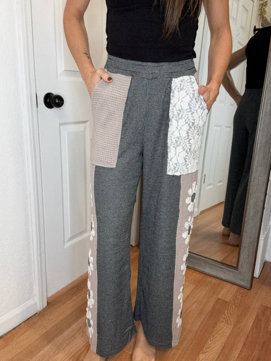 Davi & Dani - Farly Wide Leg Patchwork Pants