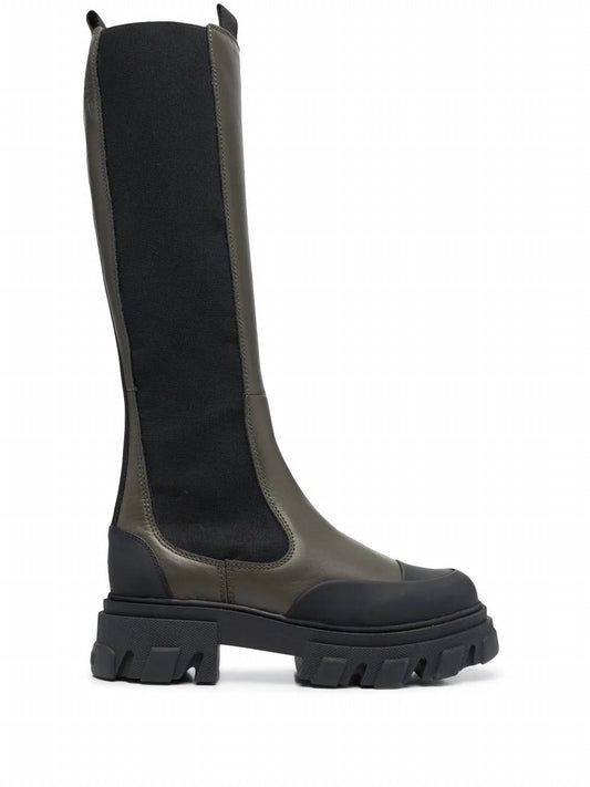 Ganni - Women's Cleated Knee-high Chelsea Boots