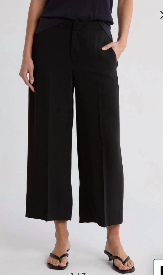 Vince - Wide Leg Cropped Linen & Lyocell Blend Pants